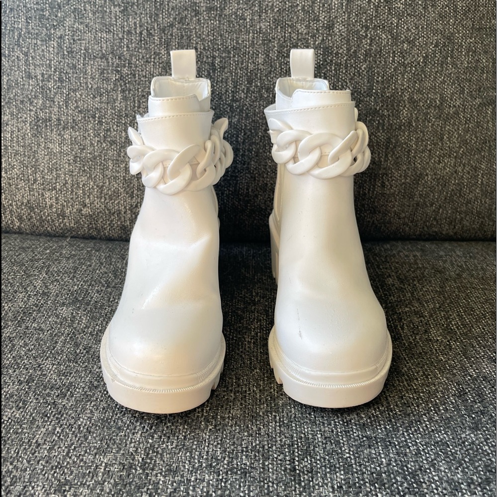 Steve Madden White Chain Combat Boots